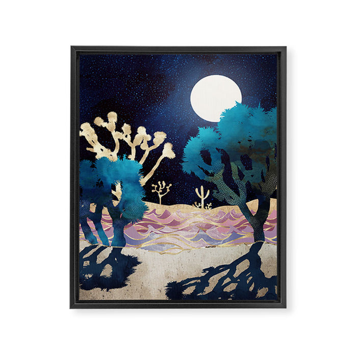 Desert Lake Moonlight Framed Canvas Print Gallery Image 1