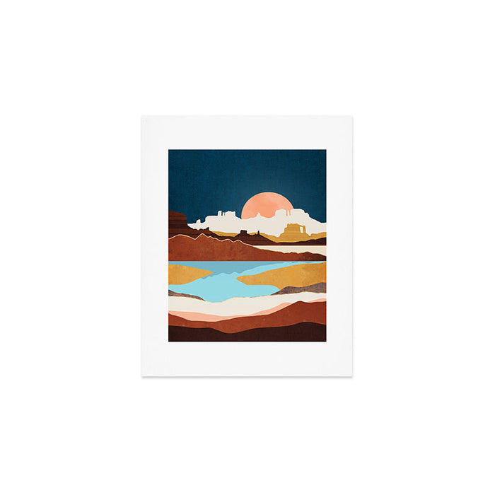 Desert Moon Lake Art Print Gallery Image 1