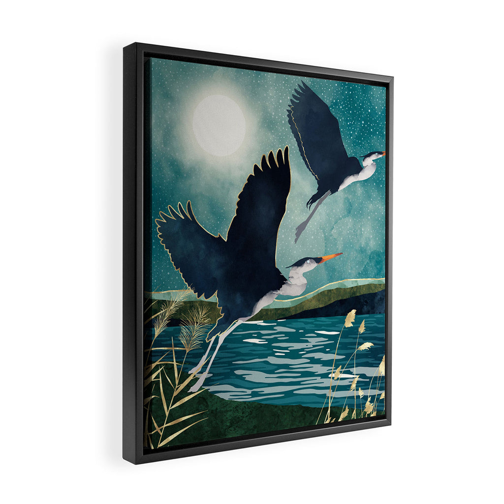 Evening Heron Framed Canvas Print Gallery Image 2