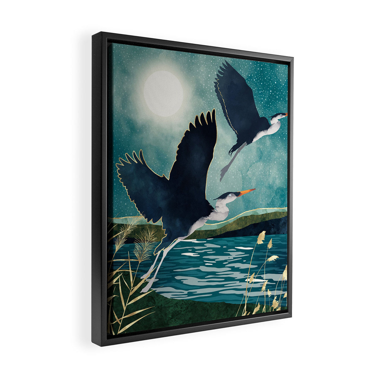 Evening Heron Framed Canvas Print Gallery Image 2