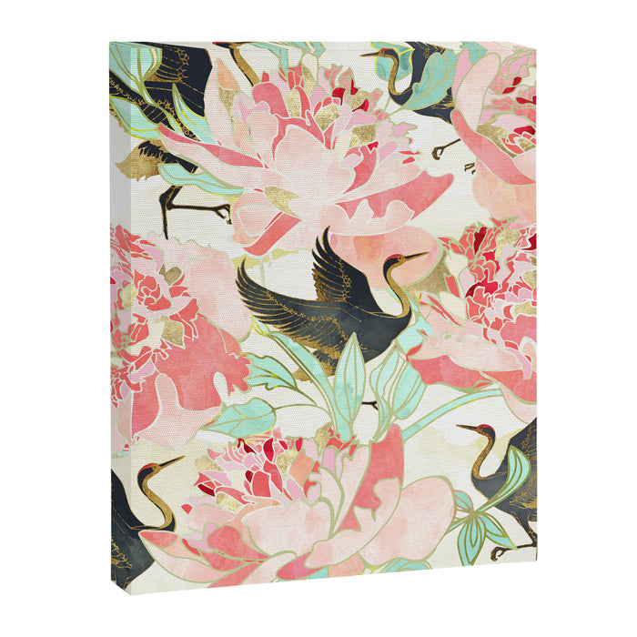 Floral Cranes Canvas Print Gallery Image 1