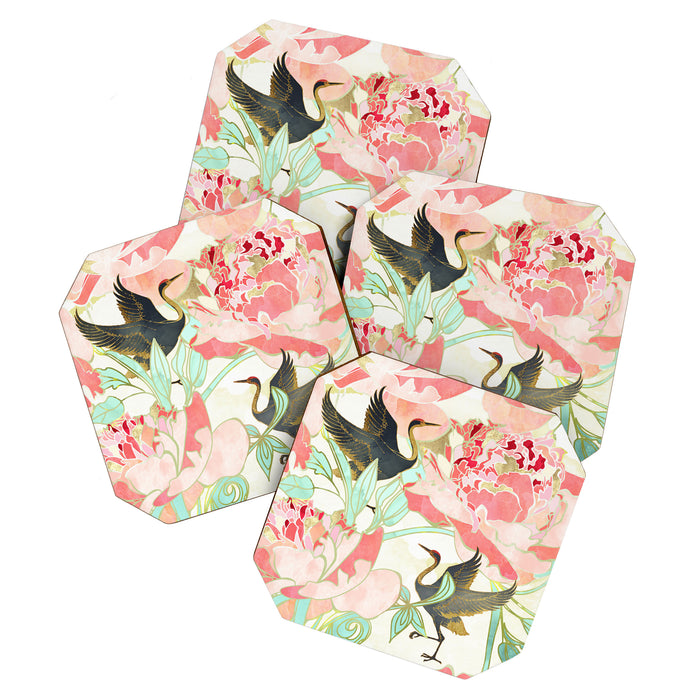 Floral Cranes Coaster Gallery Image 1