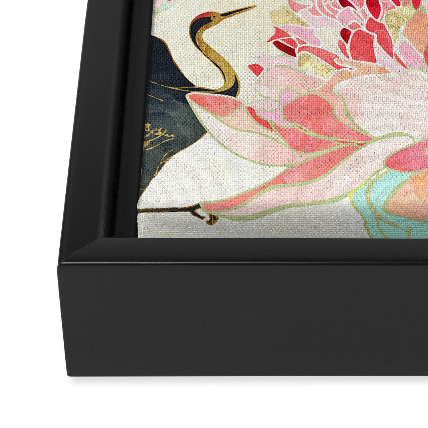 Floral Cranes Framed Canvas Print Gallery Image 3