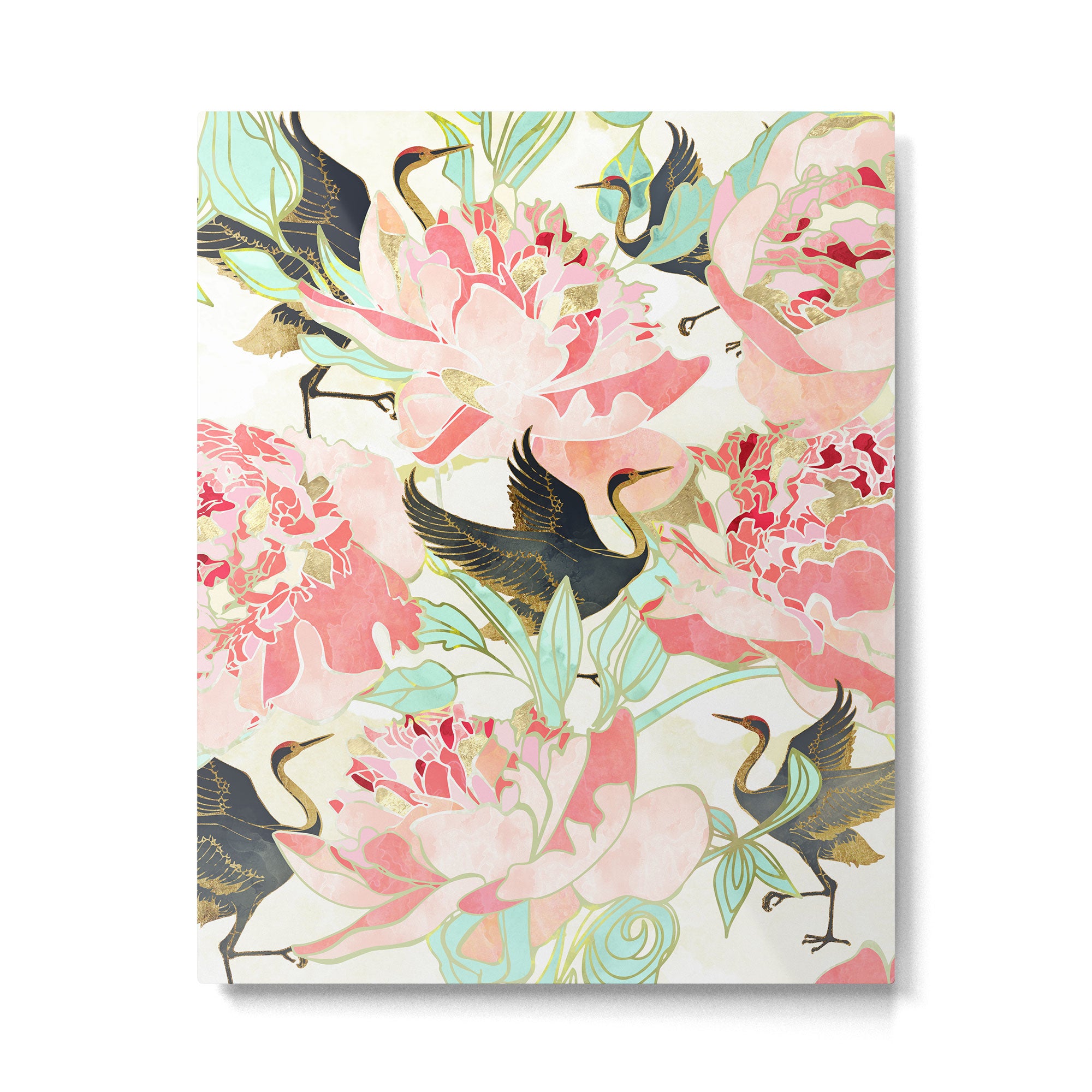 Floral Cranes Metal Print Gallery Image 6