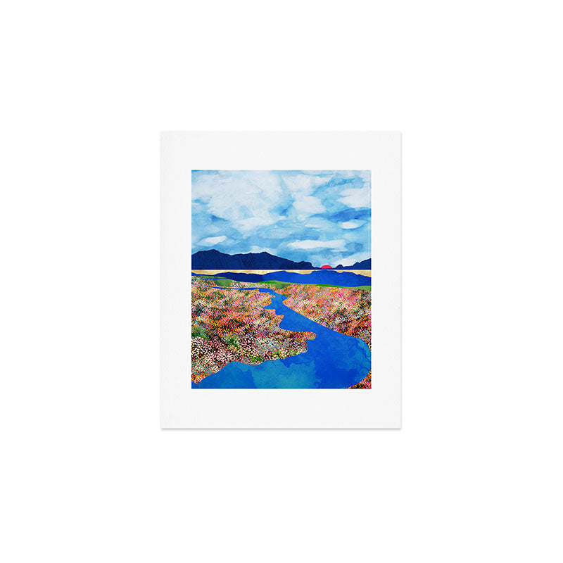 Flower Field Stream Art Print Gallery Image 1