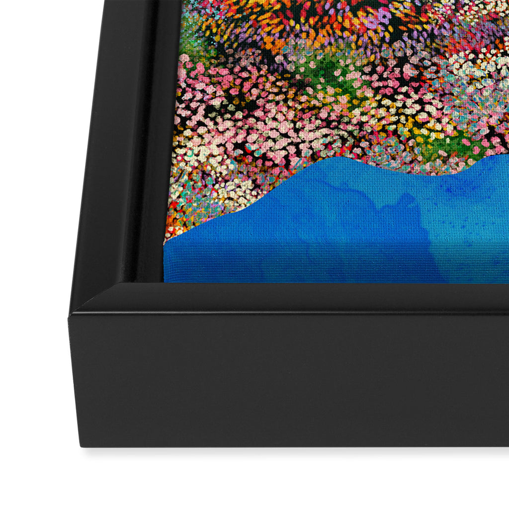 Flower Field Stream Framed Canvas Print Gallery Image 3