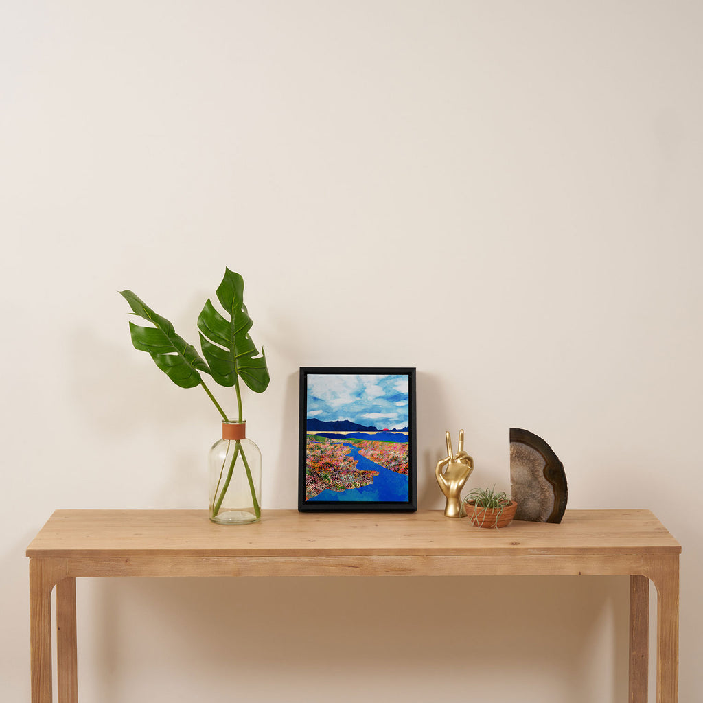 Flower Field Stream Framed Canvas Print Gallery Image 4