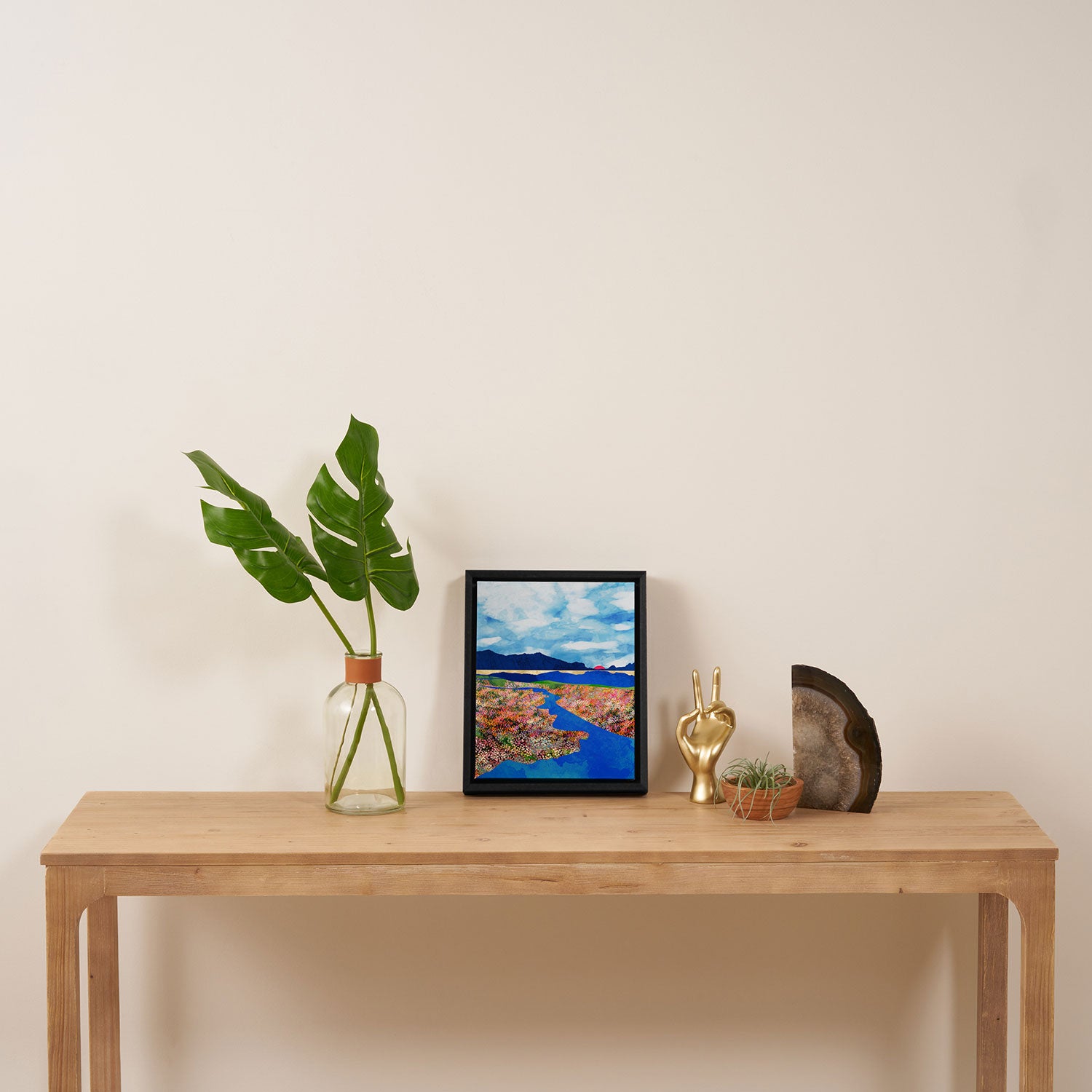 Flower Field Stream Framed Canvas Print Gallery Image 4