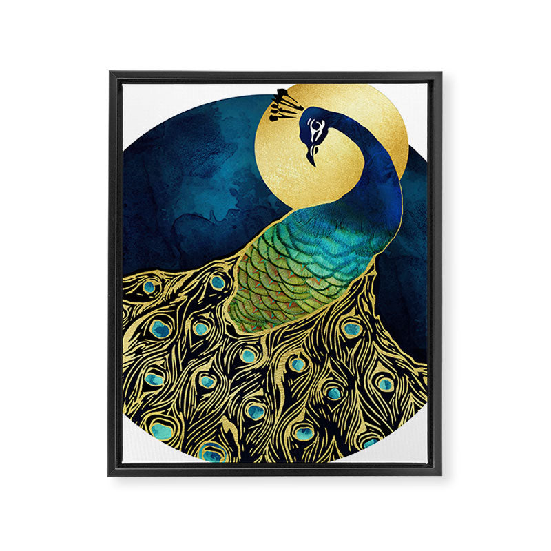 Golden Peacock Framed Canvas Print Gallery Image 8