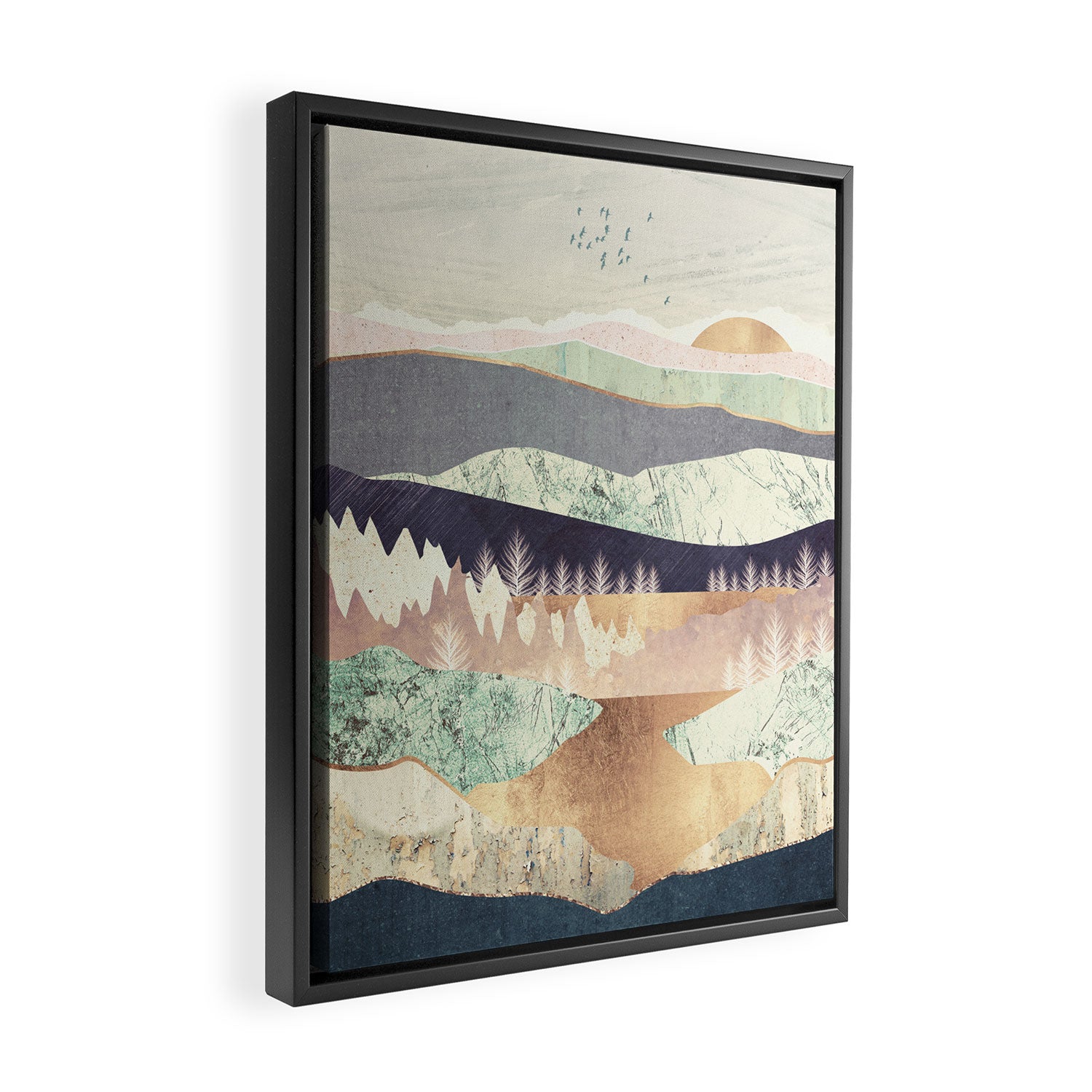 Golden Spring Reflection Framed Canvas Print Gallery Image 2