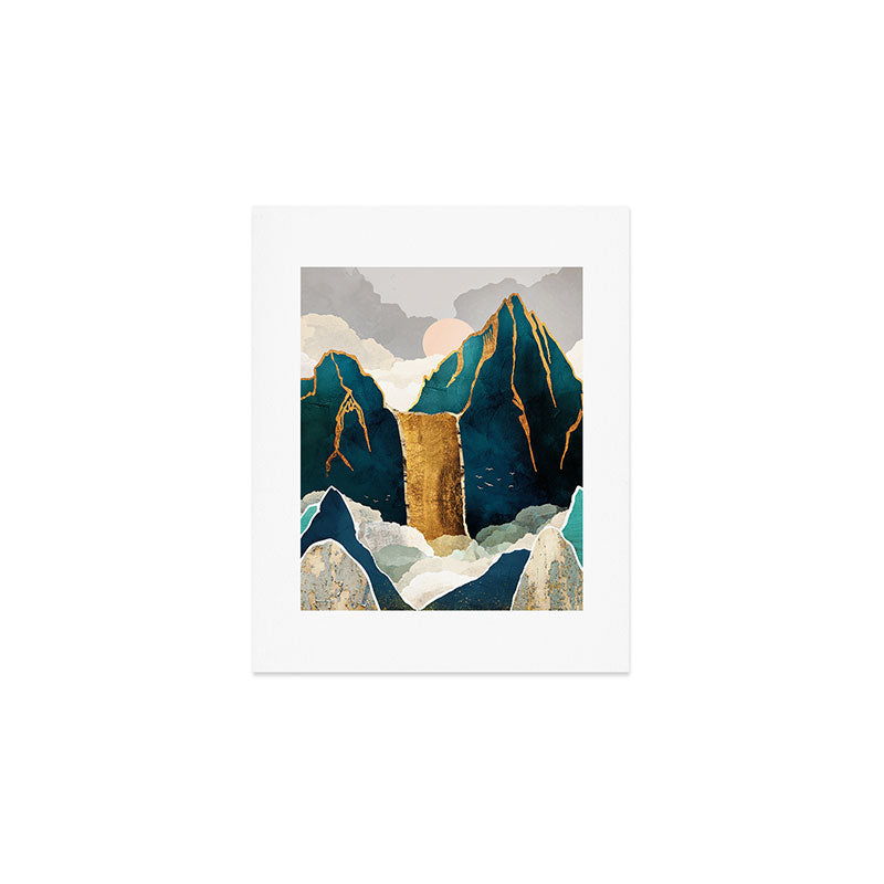 Golden Waterfall Art Print Gallery Image 1