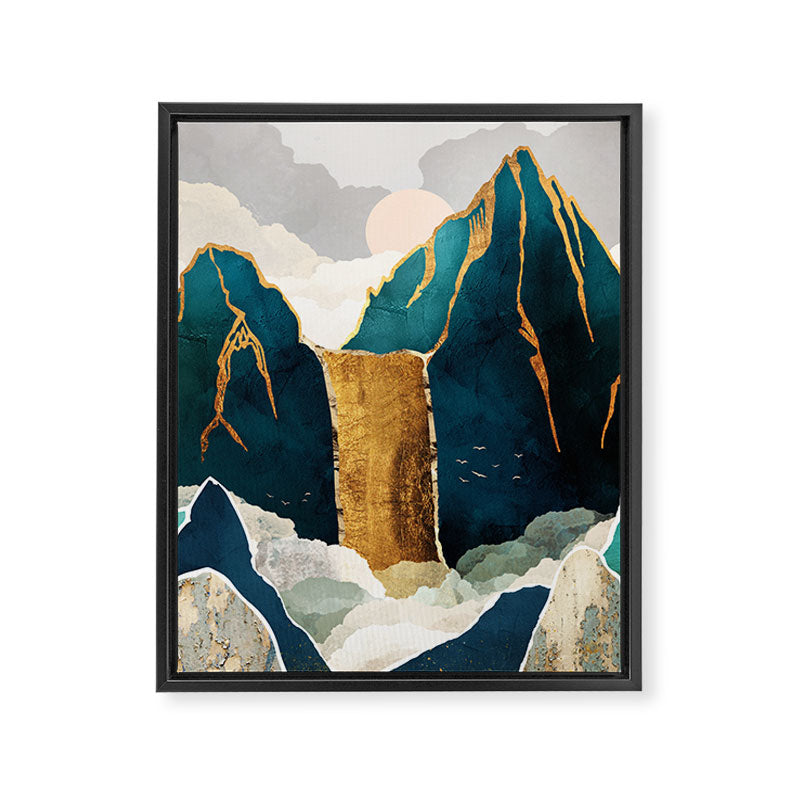 Golden Waterfall Framed Canvas Print Gallery Image 8
