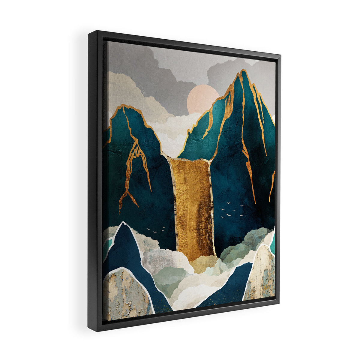 Golden Waterfall Framed Canvas Print Gallery Image 2