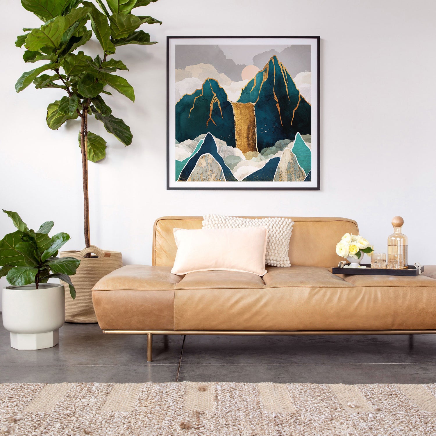 Golden Waterfall Framed Art Print Gallery Image 2