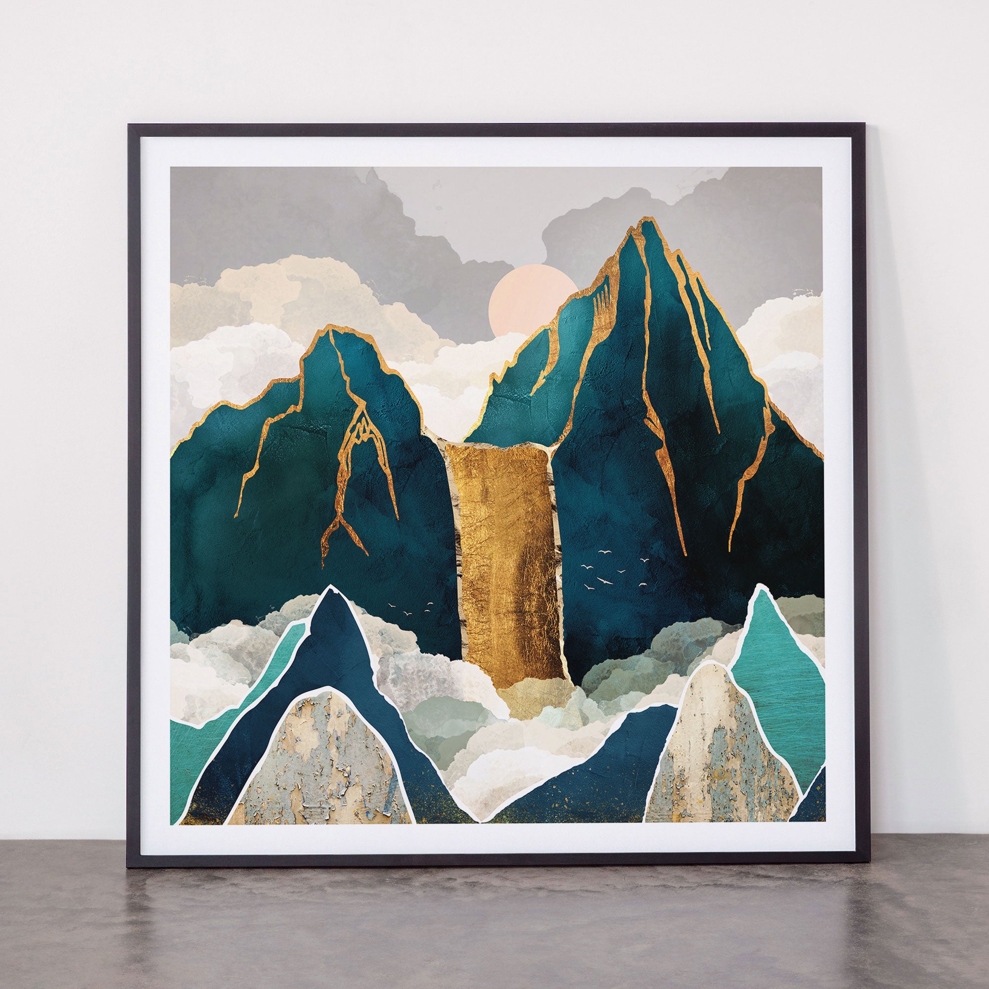 Golden Waterfall Framed Art Print Gallery Image 11