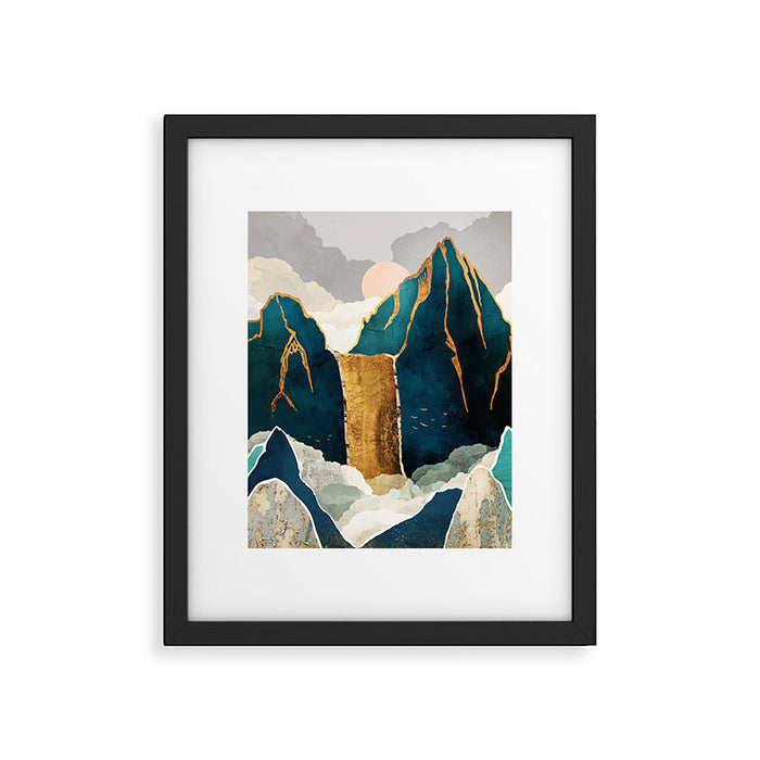 Golden Waterfall Framed Art Print Gallery Image 1