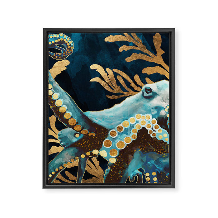 Indigo Octopus Framed Canvas Print Gallery Image 1