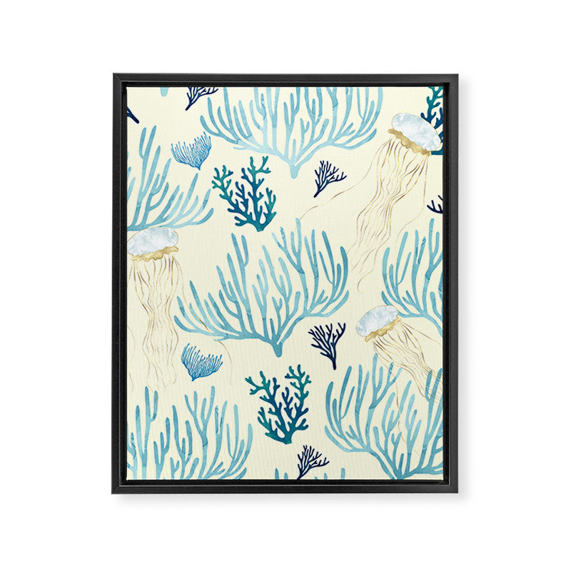 Jellyfish and Coral-Yellow Framed Canvas Print Gallery Image 8
