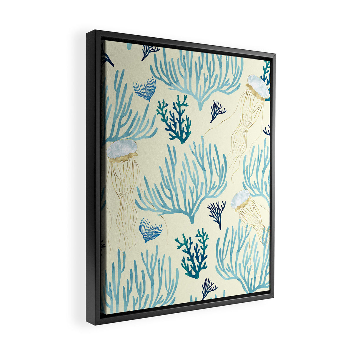 Jellyfish and Coral-Yellow Framed Canvas Print Gallery Image 2