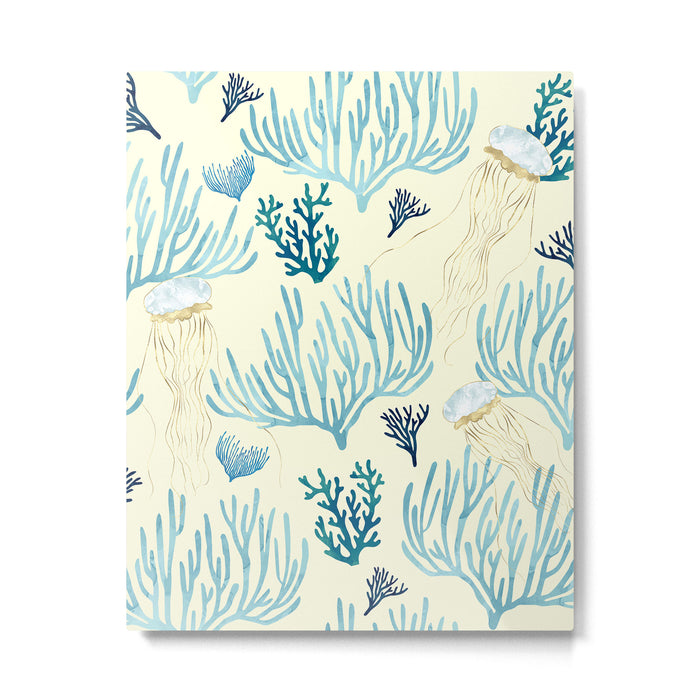 Jellyfish and Coral-Yellow Metal Print Gallery Image 1