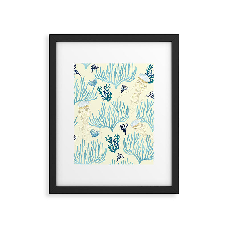 Jellyfish and Coral-Yellow Framed Art Print Gallery Image 6