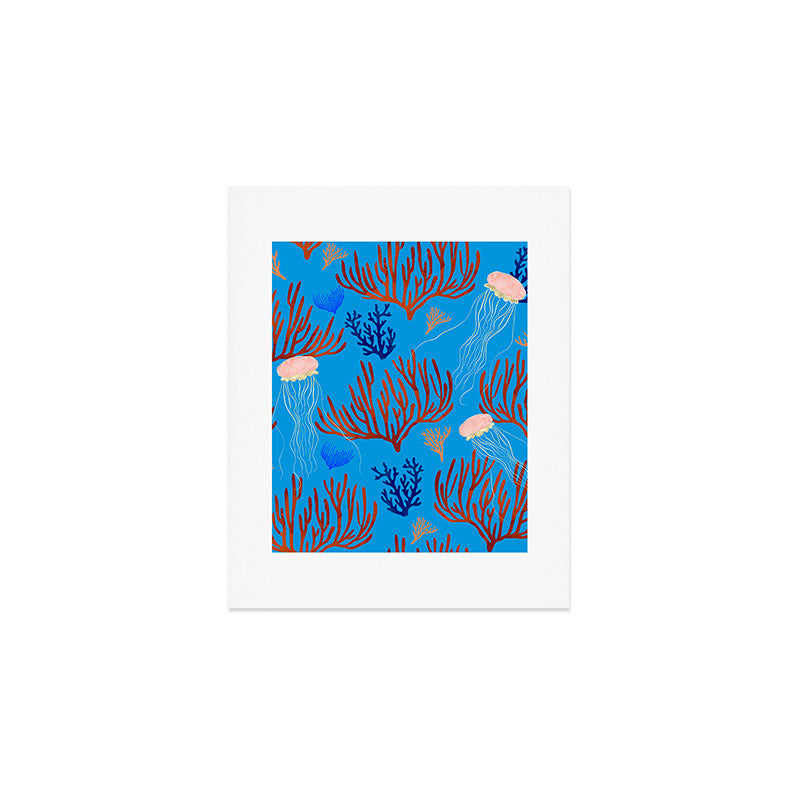 Jellyfish and Coral-Blue Art Print Gallery Image 1