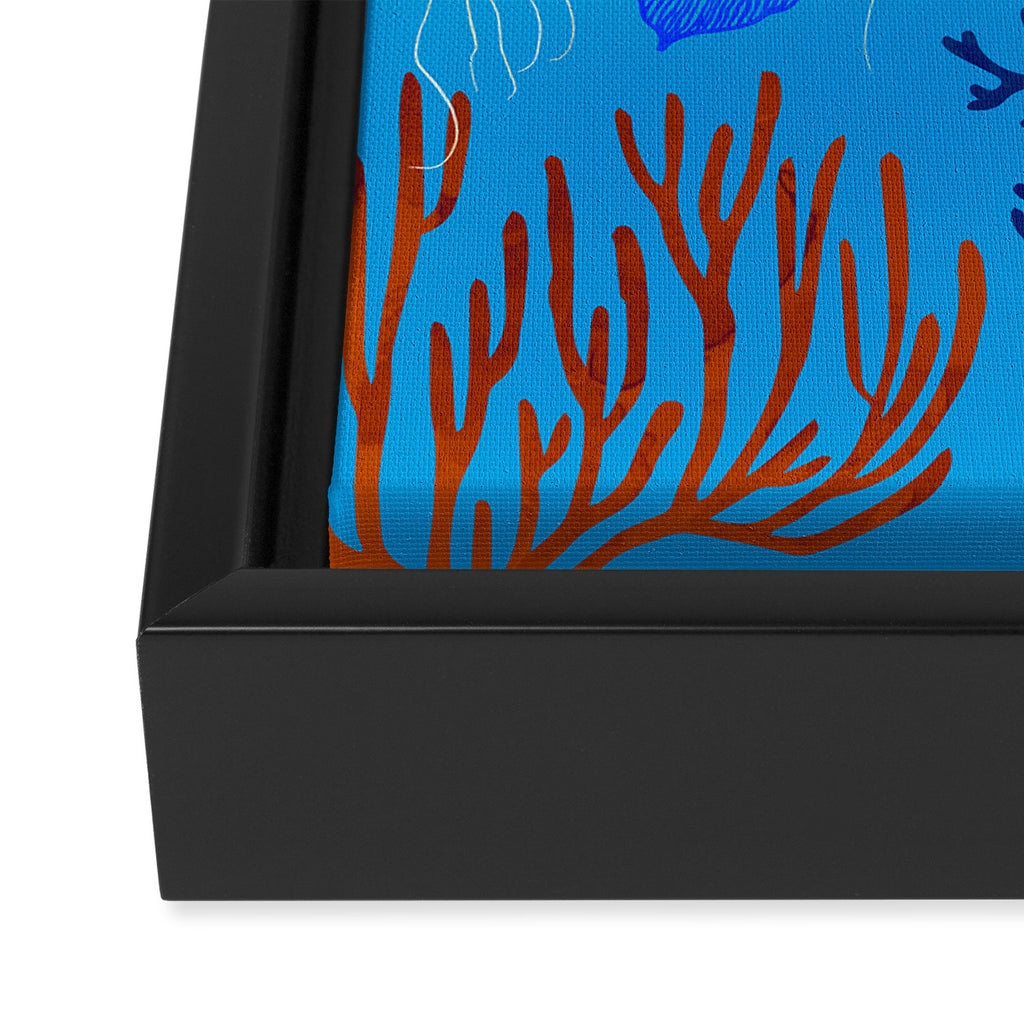 Jellyfish and Coral-Blue Framed Canvas Print Gallery Image 3