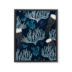 Jellyfish and Coral-Navy Framed Canvas Print Gallery Image 8