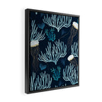 Jellyfish and Coral-Navy Framed Canvas Print Gallery Image 2