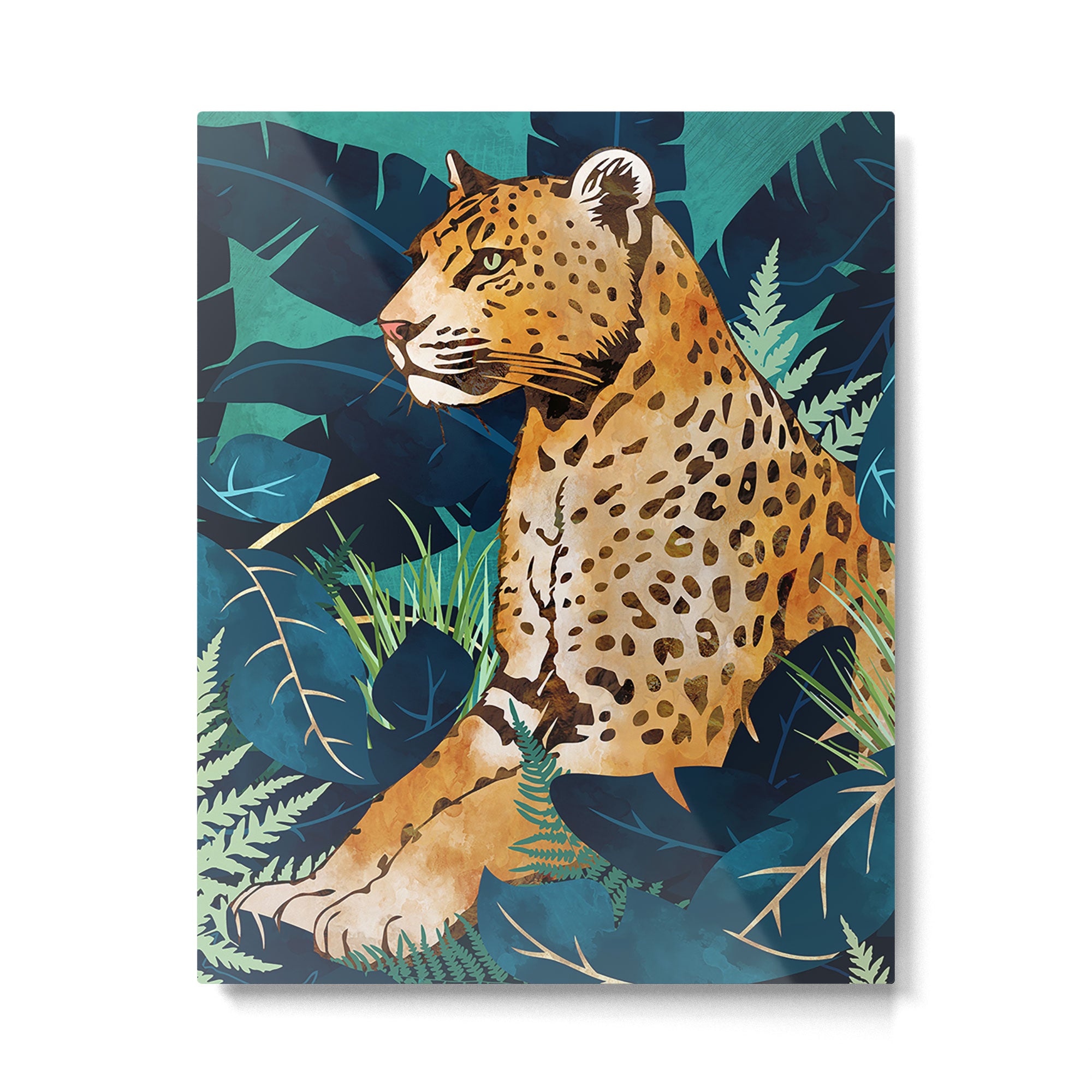 Leopard and Indigo Botanical Metal Print Gallery Image 6