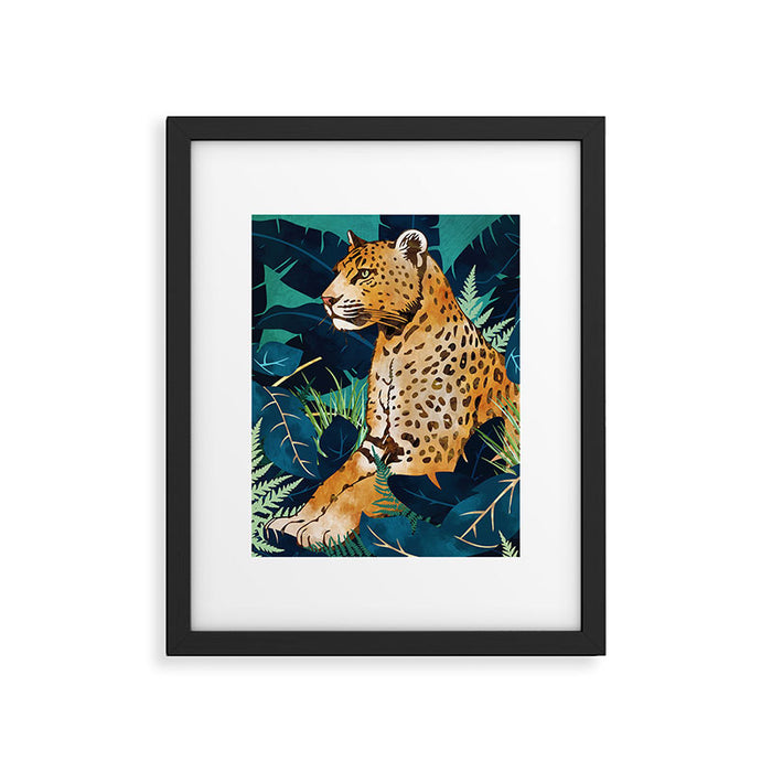 Leopard and Indigo Botanical Framed Art Print Gallery Image 1