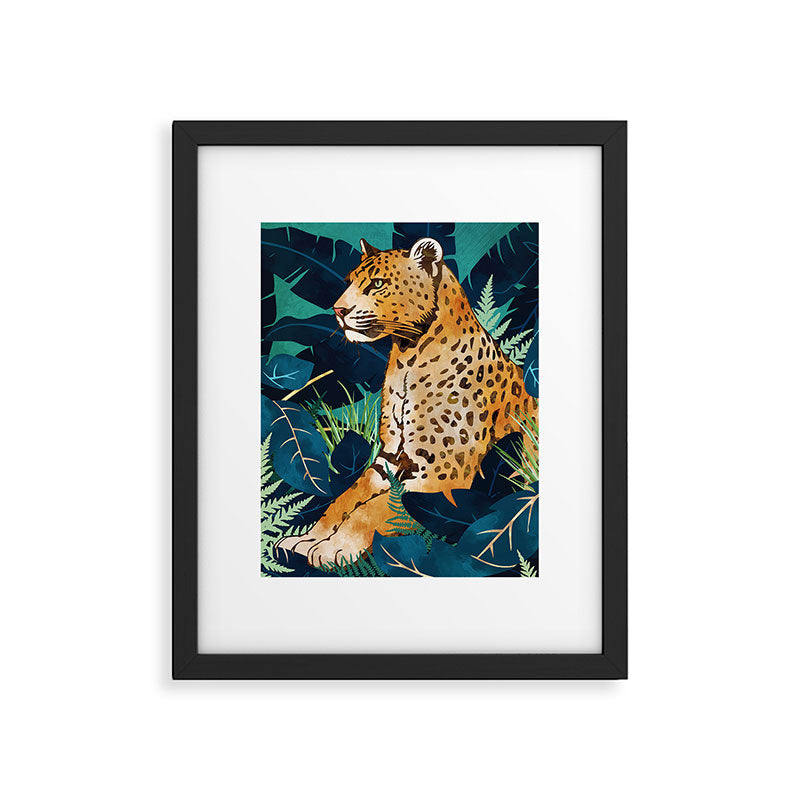 Leopard and Indigo Botanical Framed Art Print Gallery Image 6