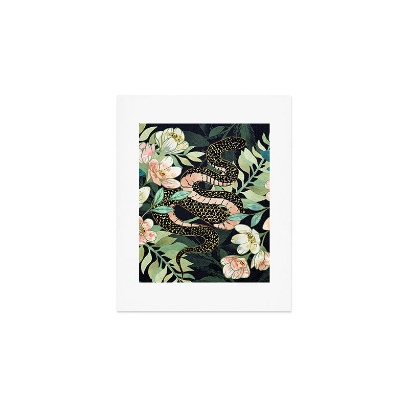 Metallic Floral Snake Art Print Gallery Image 1