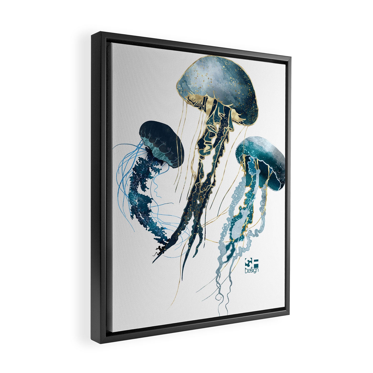 Metallic Jellyfish V-Custom Framed Canvas Print Gallery Image 2