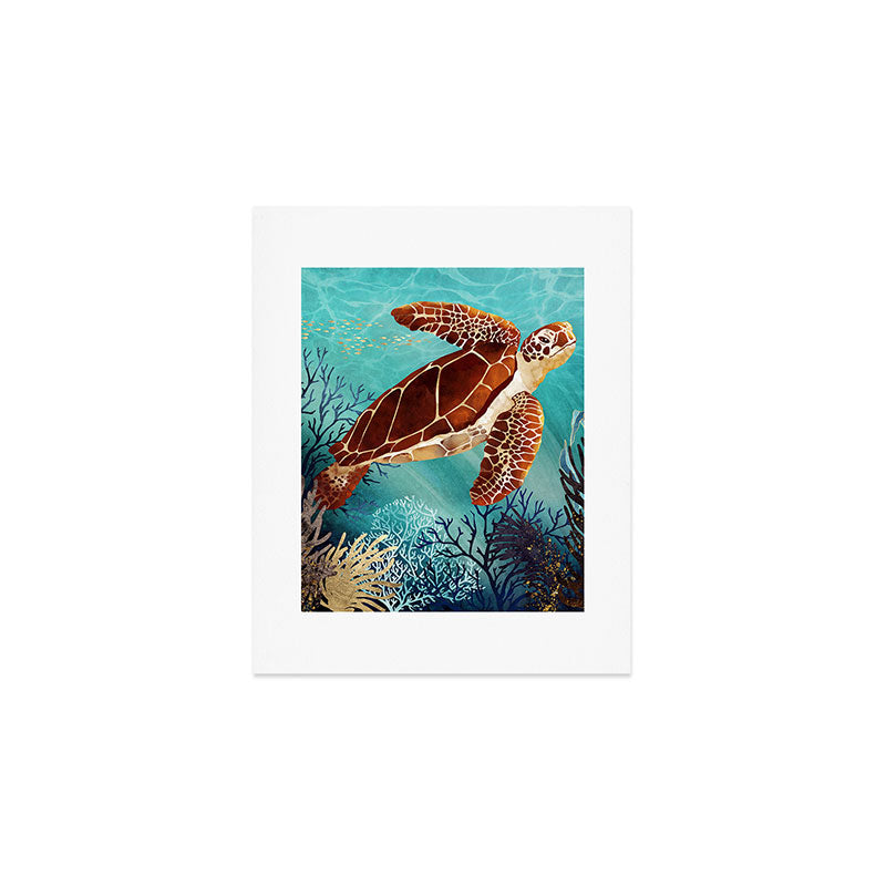 Metallic Sea Turtle Art Print Gallery Image 1