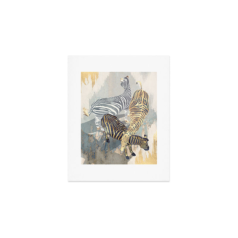 Metallic Zebras Art Print Gallery Image 1