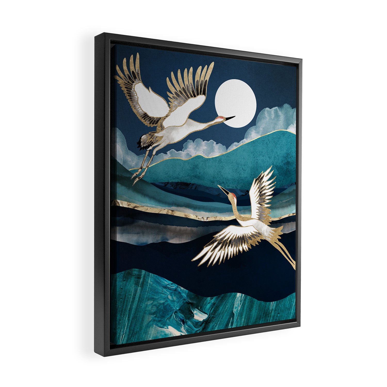 Midnight Cranes Framed Canvas Print Gallery Image 2