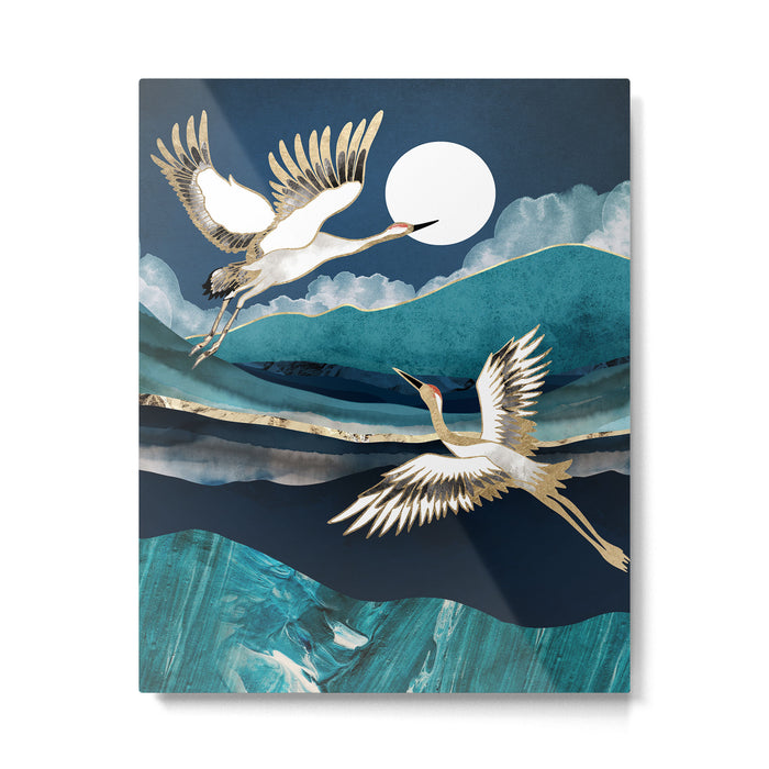 Midnight Cranes Metal Print Gallery Image 1