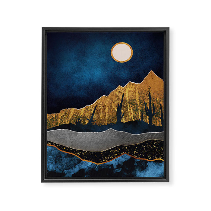 Midnight Desert Moon Framed Canvas Print Gallery Image 1