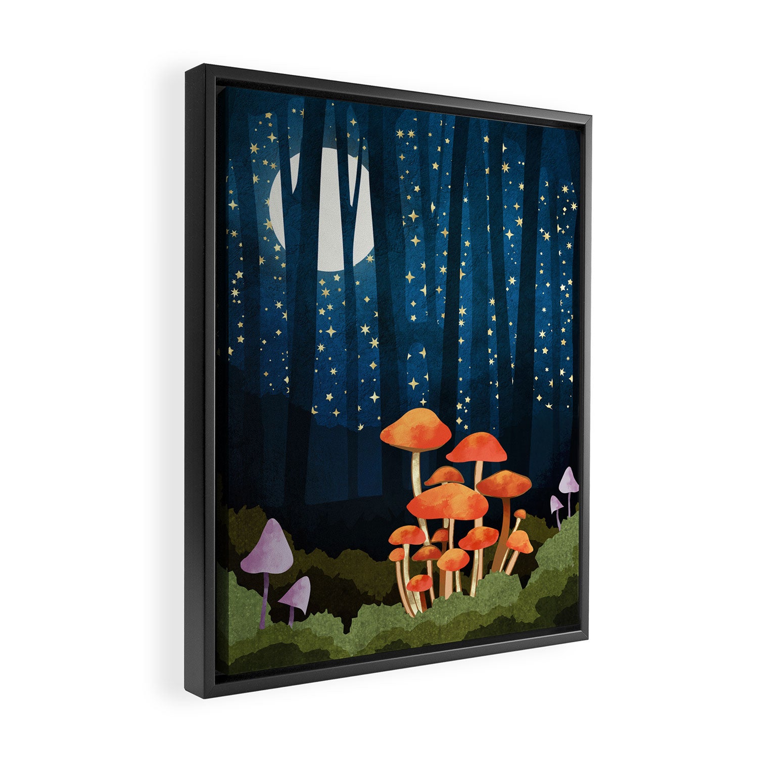 Midnight Mushrooms Framed Canvas Print Gallery Image 2