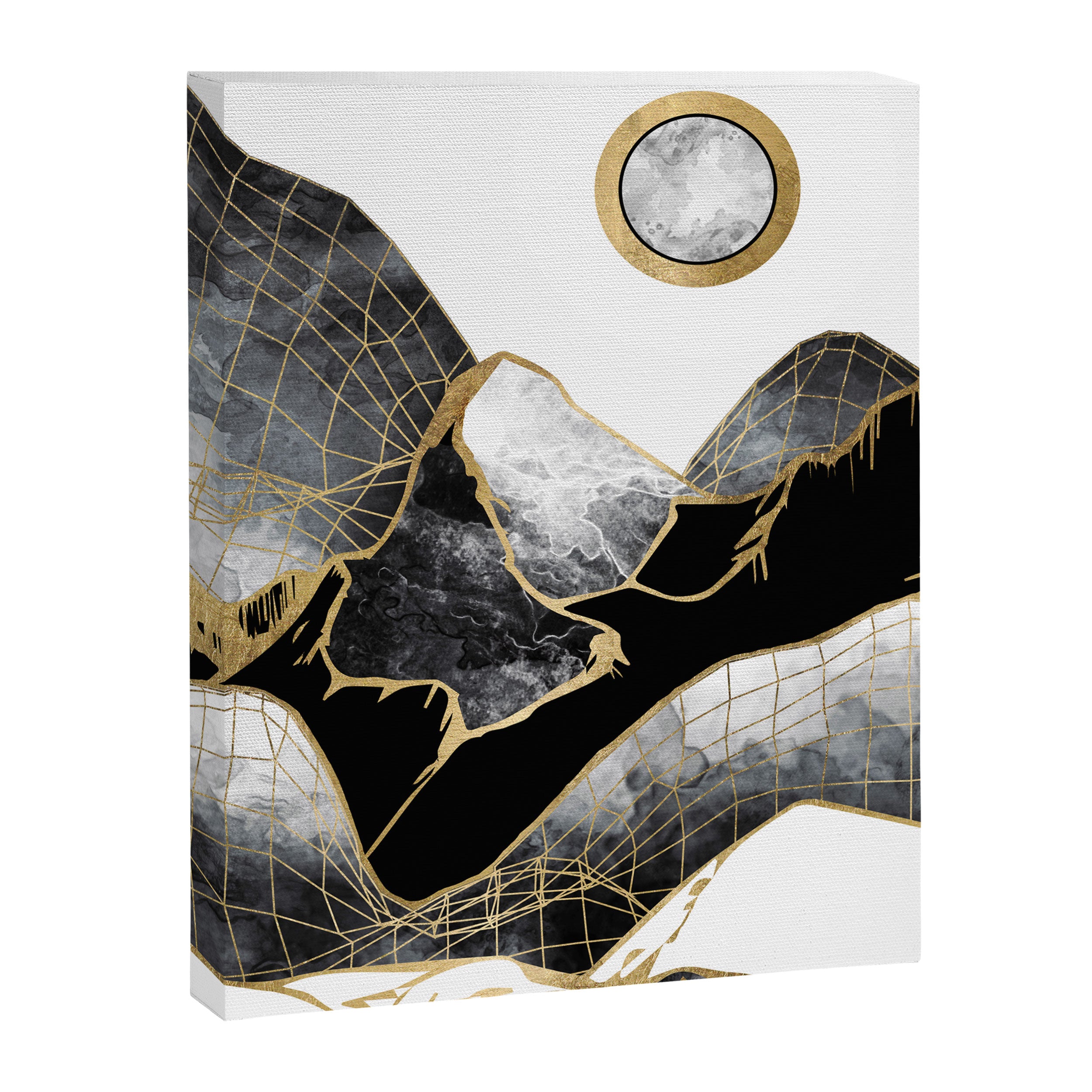 Minimal Black and Gold Mountains Canvas Print Gallery Image 8