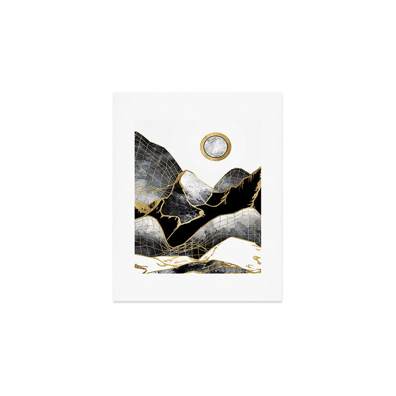 Minimal Black and Gold Mountains Art Print Gallery Image 1