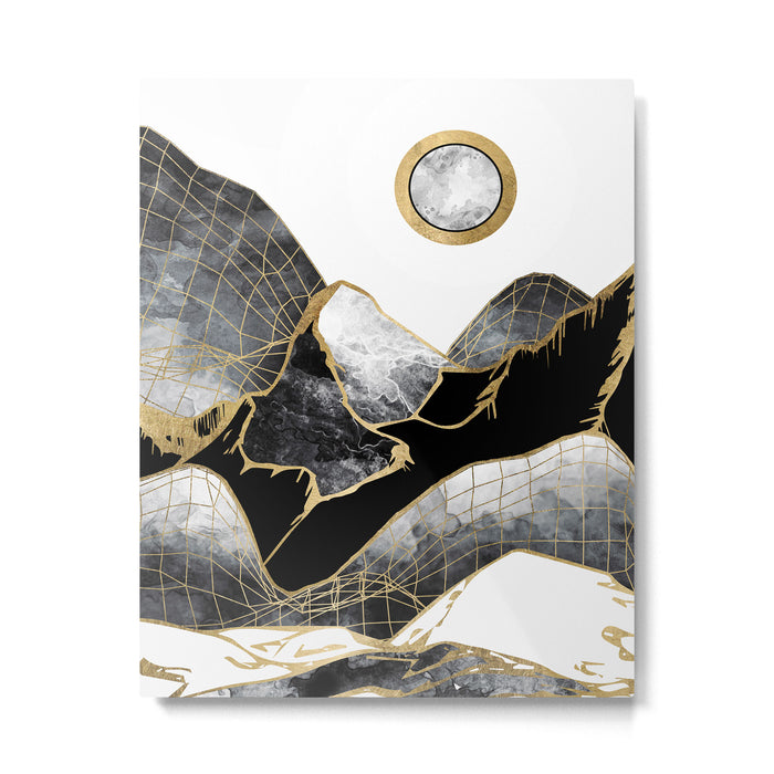 Minimal Black and Gold Mountains Metal Print Gallery Image 1