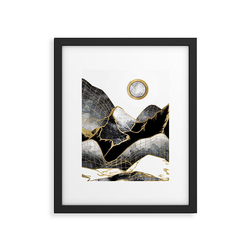 Minimal Black and Gold Mountains Framed Art Print Gallery Image 6