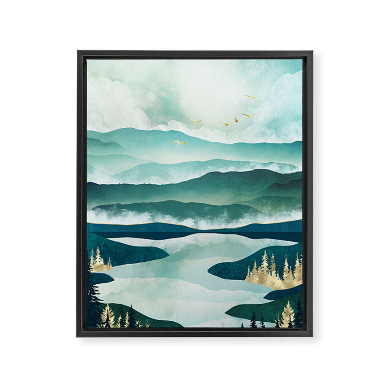Misty Lake Framed Canvas Print Gallery Image 8