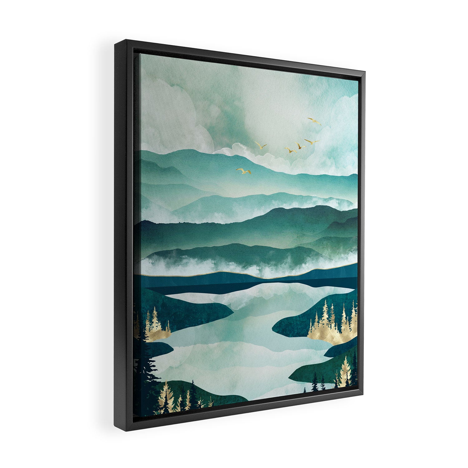 Misty Lake Framed Canvas Print Gallery Image 2
