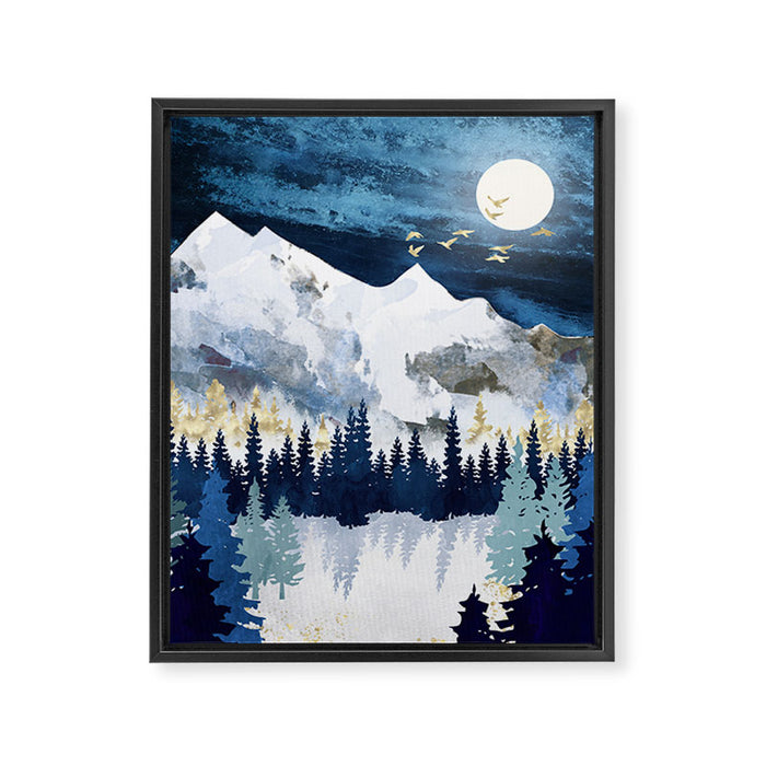 Moonlit Snow Framed Canvas Print Gallery Image 1
