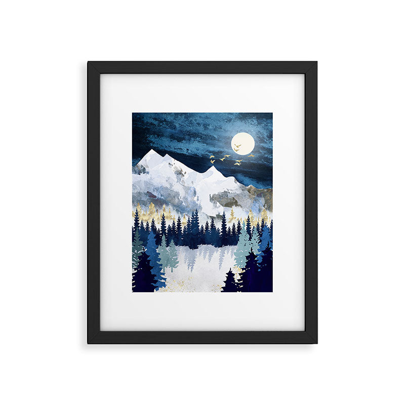 Moonlit Snow Framed Art Print Gallery Image 6