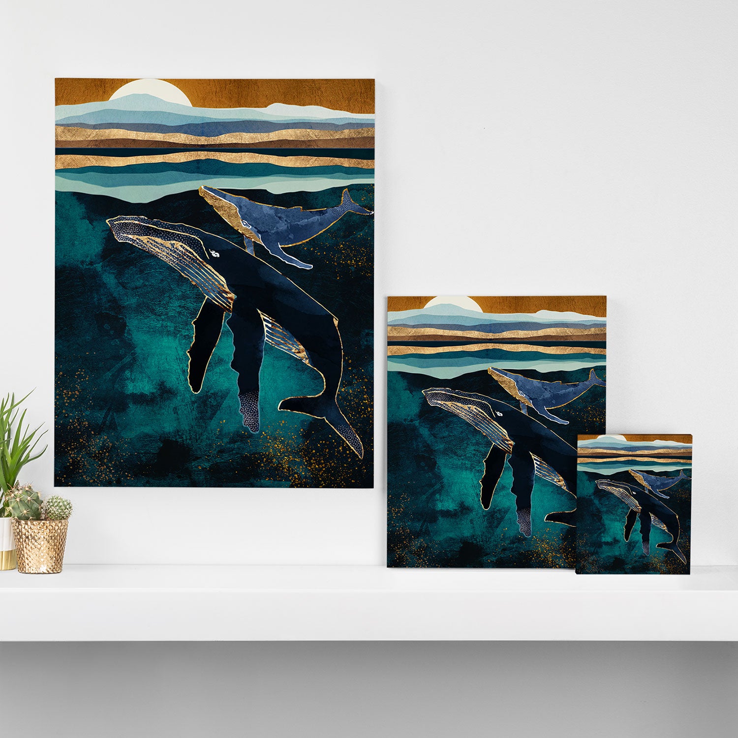 Moonlit Whales Canvas Print Gallery Image 3