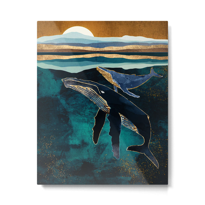 Moonlit Whales Metal Print Gallery Image 1